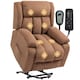 image 1 of HOMCOM Power Lift Recliner Chair with Massage, Linen Overstuffed Lift Chair for Elderly, Electric Recliner Armchair with Footrest, Remote Control and Side Pocket, for Living Room, Brown | Brown | Brown