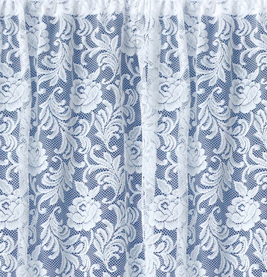 image 1 of Kew Traditional Floral White Net Curtain Flounce (Width - 300cm x Drop - 137cm)