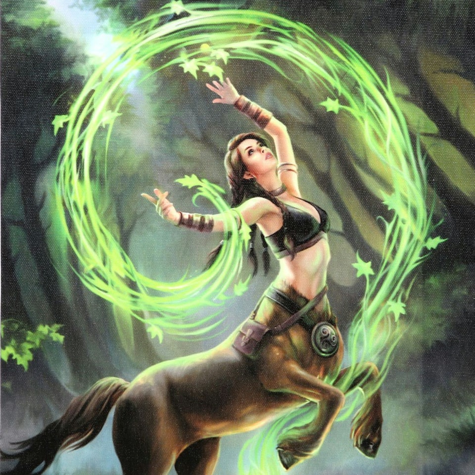 image 1 of Anne Stokes Earth Elemental Sorceress Canvas Plaque - Green/Black/Brown - 25cm x 19cm