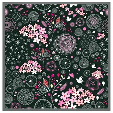 Different flowers, shapes & birds (Picture Frame) Grey | M