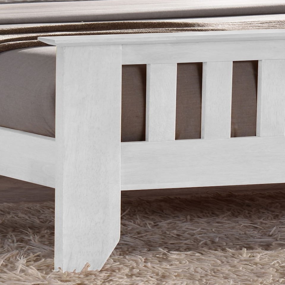 image 1 of 5ft King Size White Shaker Wood Wooden Bed Frame Bedstead High Foot End