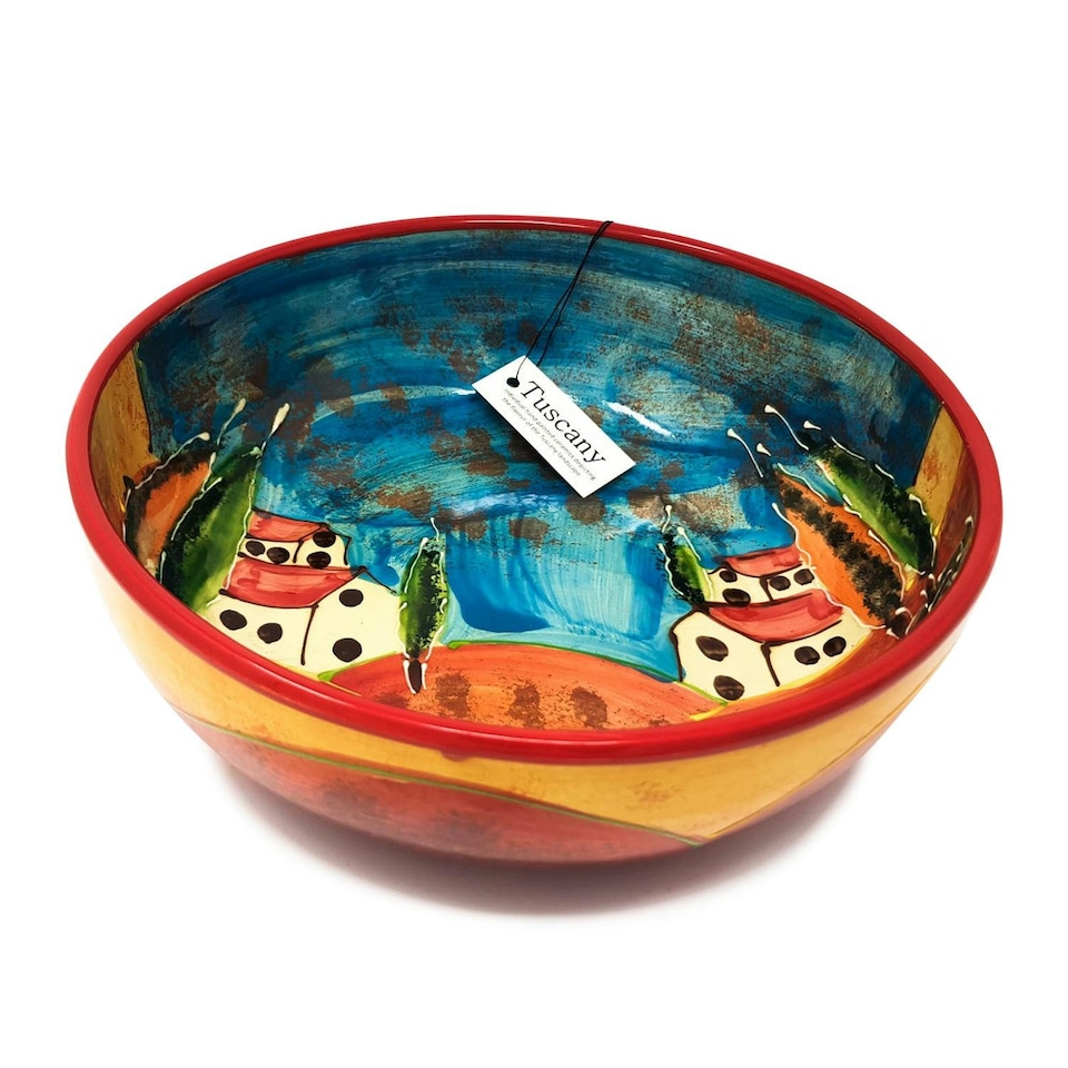 image 1 of Verano Spanish Ceramics Tuscany Village Large Fruit Bowl - 28cm Multi