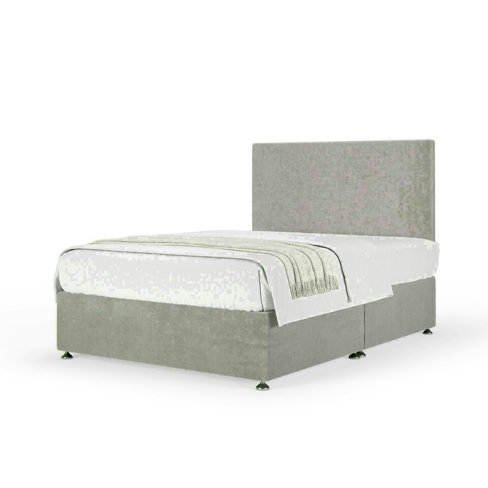 image 1 of Seal Grey Naples Velvet No Drawer Divan Base and Valencia Headboard Double