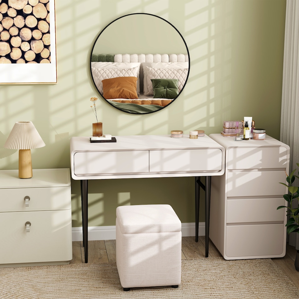 image 1 of HOMCOM Round Bathroom Mirror, 70  70cm Steel Framed Wall Mirror, Decorative Mirror for Bedroom, Living Room, Entryway, Black