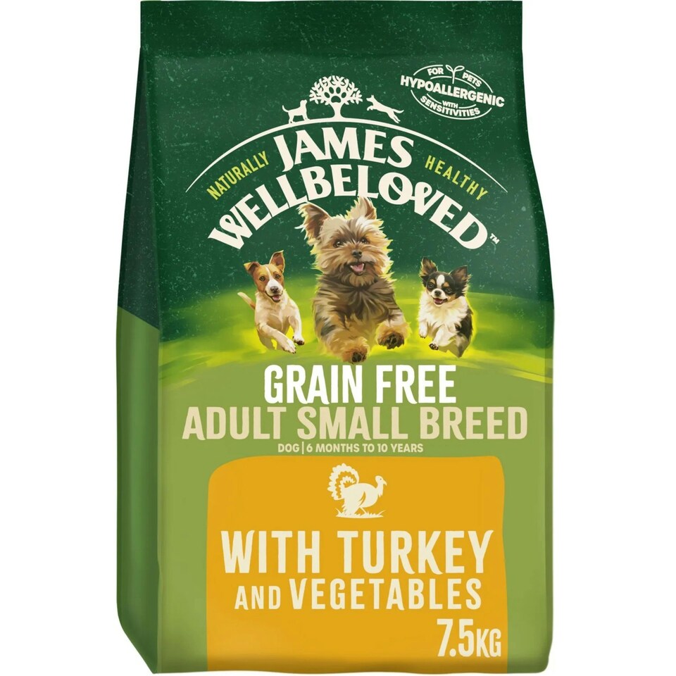 image 1 of James Wellbeloved Grain Free Adult Small Breed Turkey & Veg 7.5KG