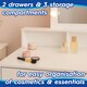 image 4 of Harbour Housewares Wooden Dressing Table Set with LED Lights & Pink Stool - White Pink