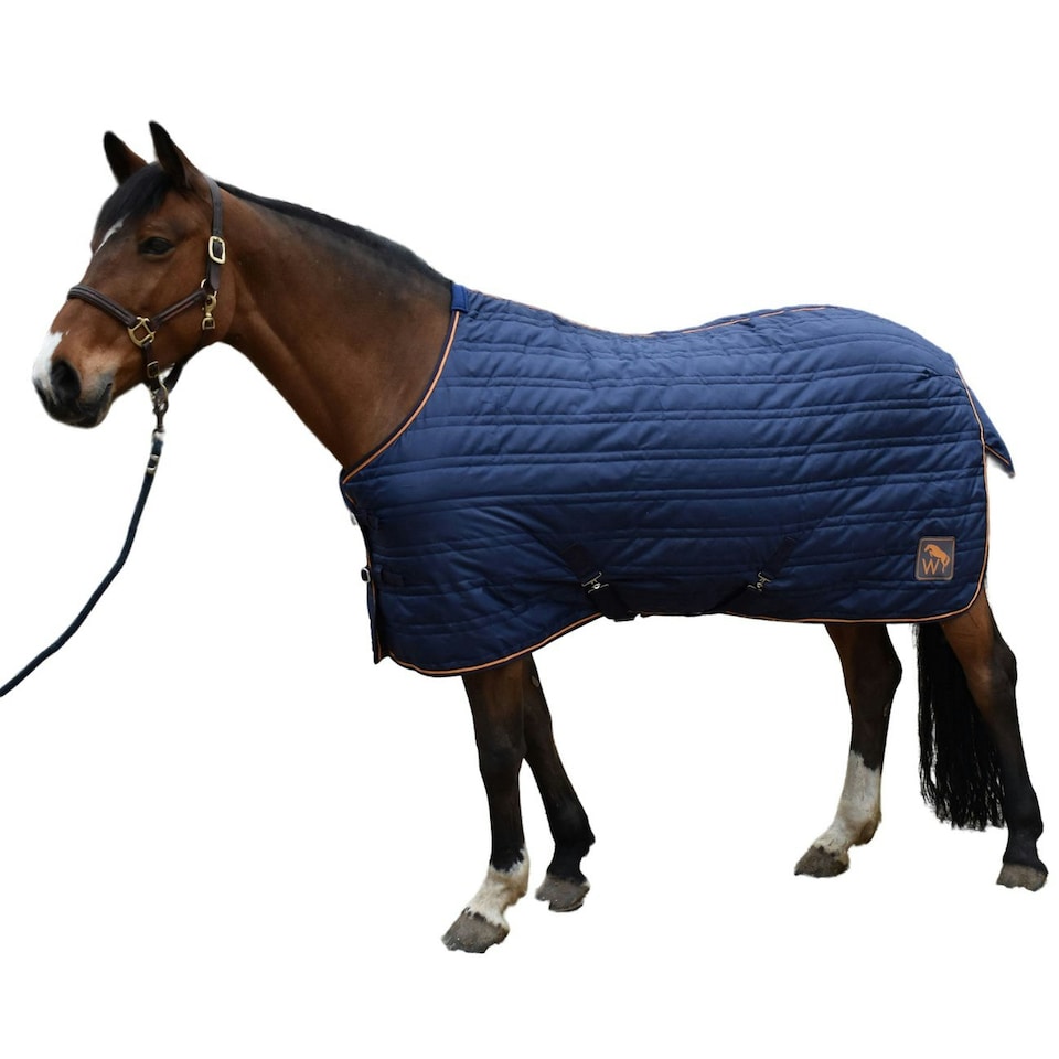Whitaker Pippa Standard-Neck 100g Horse Stable Rug - Navy/Orange - 6´ 3"