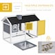 image 4 of PawHut Rabbit Hutch, Guinea Pig Hutch 2 Tiers Outdoor w/Tray & Ramp, Grey