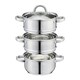 image 2 of Cooks Professional 3 Tier Stainless Steel Steamer Pan - Suitable for All Hobs Inc Induction - Dishwasher Safe - 16cm Diameter