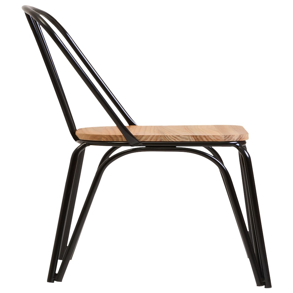 image 1 of District Dining Chair Elm Wood Seat With Black Finish Metal Frame Black