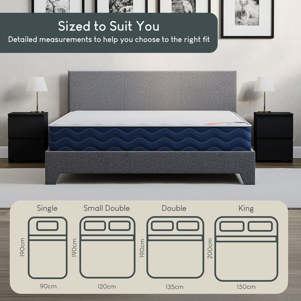 image 1 of Vida Designs Lisbon Single Ottoman Faux Leather Bed, Grey & Gel Memory Foam Pocket Spring Mattress, Single