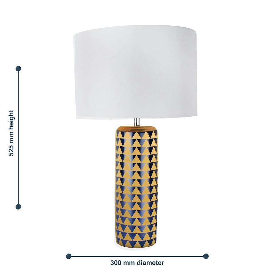image 1 of First Choice Lighting Set of 2 Navy Blue and Gold Ceramic 52cm Table Lamps Blue | White