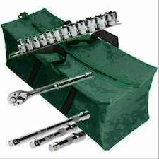 17pc Imperial AF Socket Set SAE Inch Sockets Extensions Ratchet 3/8"dr Tool Bag