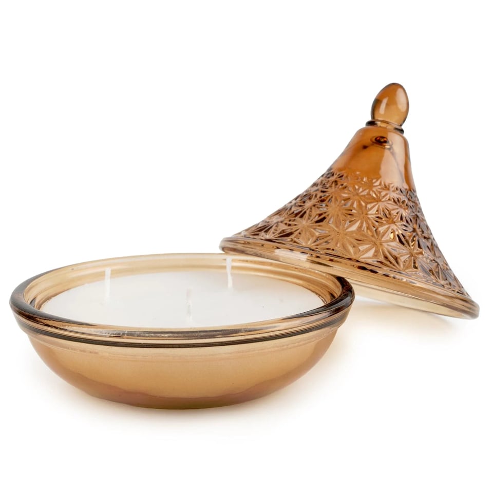 image 1 of Candlelight Terracotta Samarkand Embossed Tagine Glass Candle