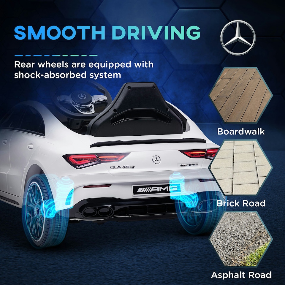 image 1 of AIYAPLAY Mercedes-Benz AMG CLA 45 Licensed 12V Ride on Car w/ Music - White