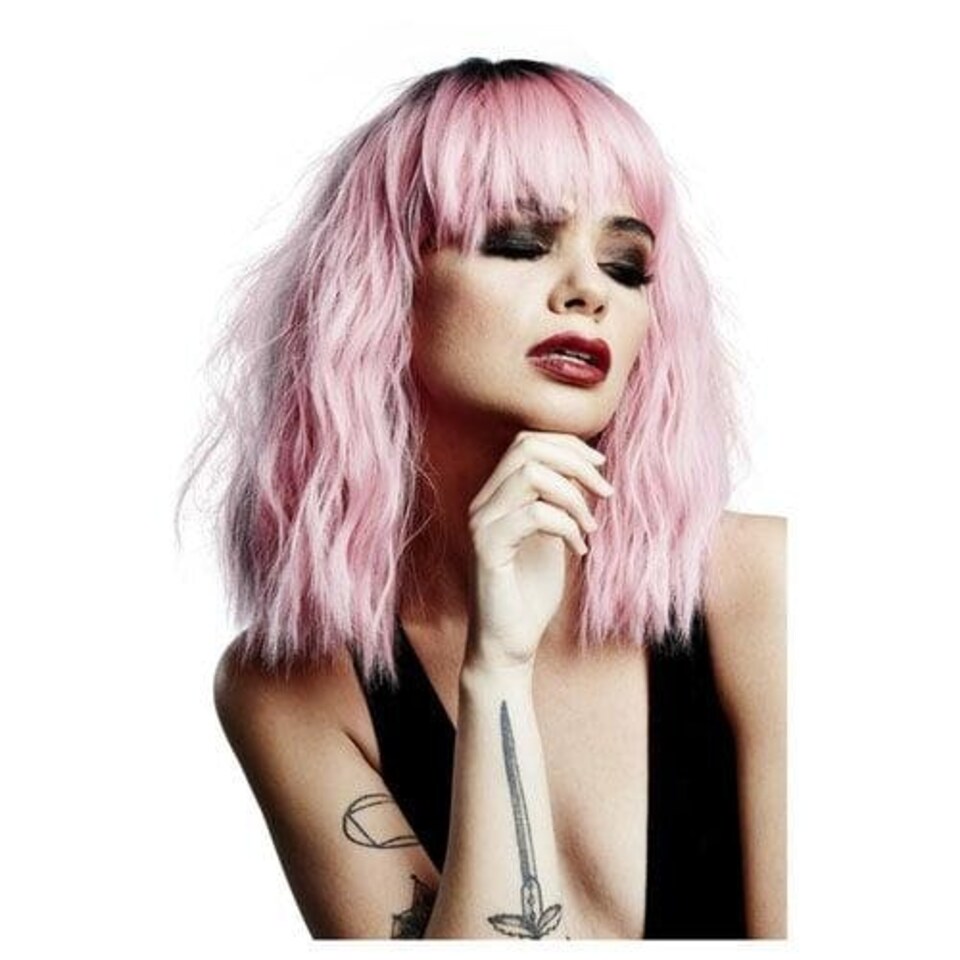 image 1 of Manic Panic Love Kitten Trash Goddess Cotton Candy Pink Wavy Midlength Hair Wig