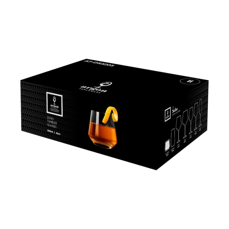 image 1 of Argon Tableware Soho Crystal Tumbler Glasses - 300ml | Clear | Clear | 6
