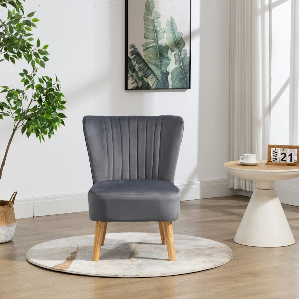 image 1 of Arezza Velvet Accent Chair - Grey