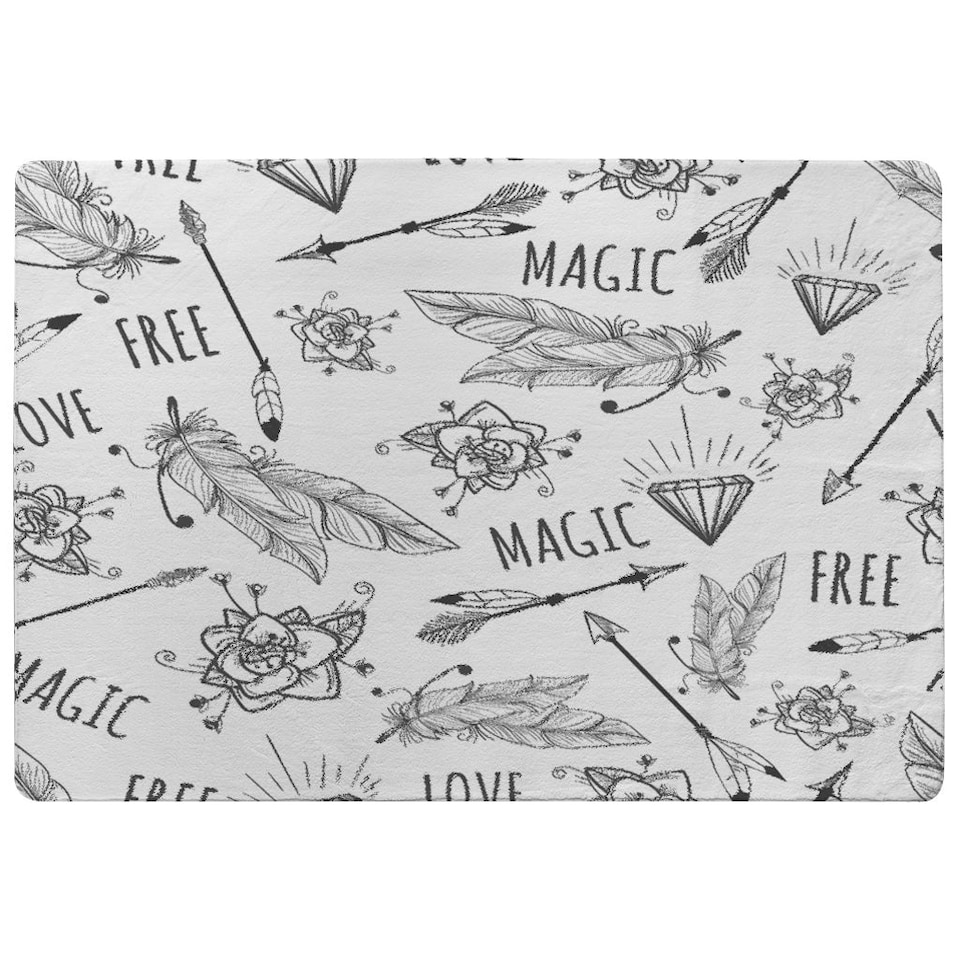 image 1 of Tribal Feathers arrows and diamonds (Rug) Black | Small: 60x110cm