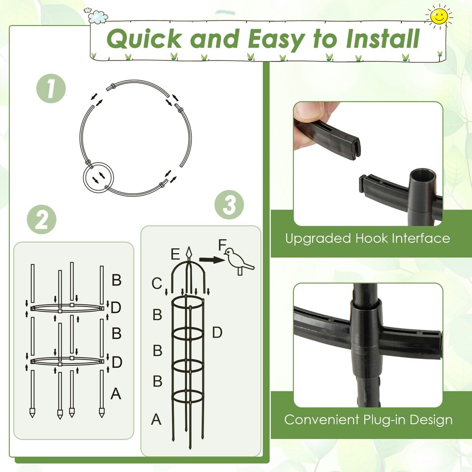 image 1 of COSTWAY 197 cm Tall Metal Obelisk Trellis 2-Pack Garden Trellis