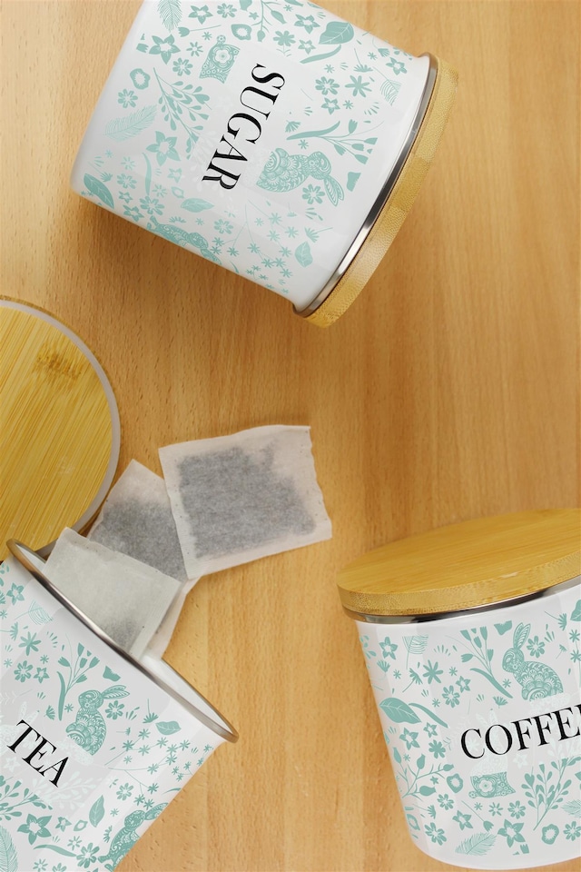 image 1 of Green Wild Rabbits Large Coffee Canister