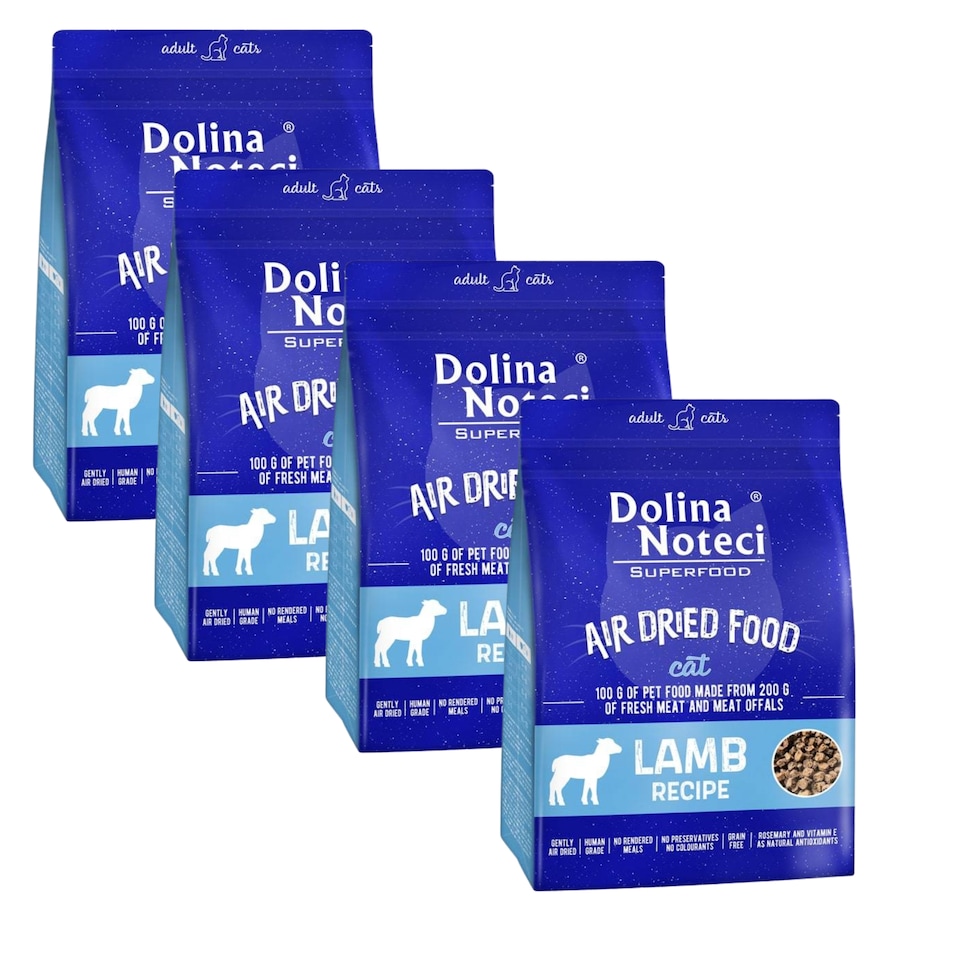 image 1 of Dolina Noteci Superfood with Lamb Dried Cat Food 1kg Premium Grain Free Nutrition for Adult Cats High Meat Content Meal x4