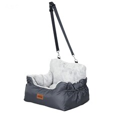 Skylos Dog Car Seat Bed Pet Booster Travel Carrier with Safety Leash | Grey | Grey | 1