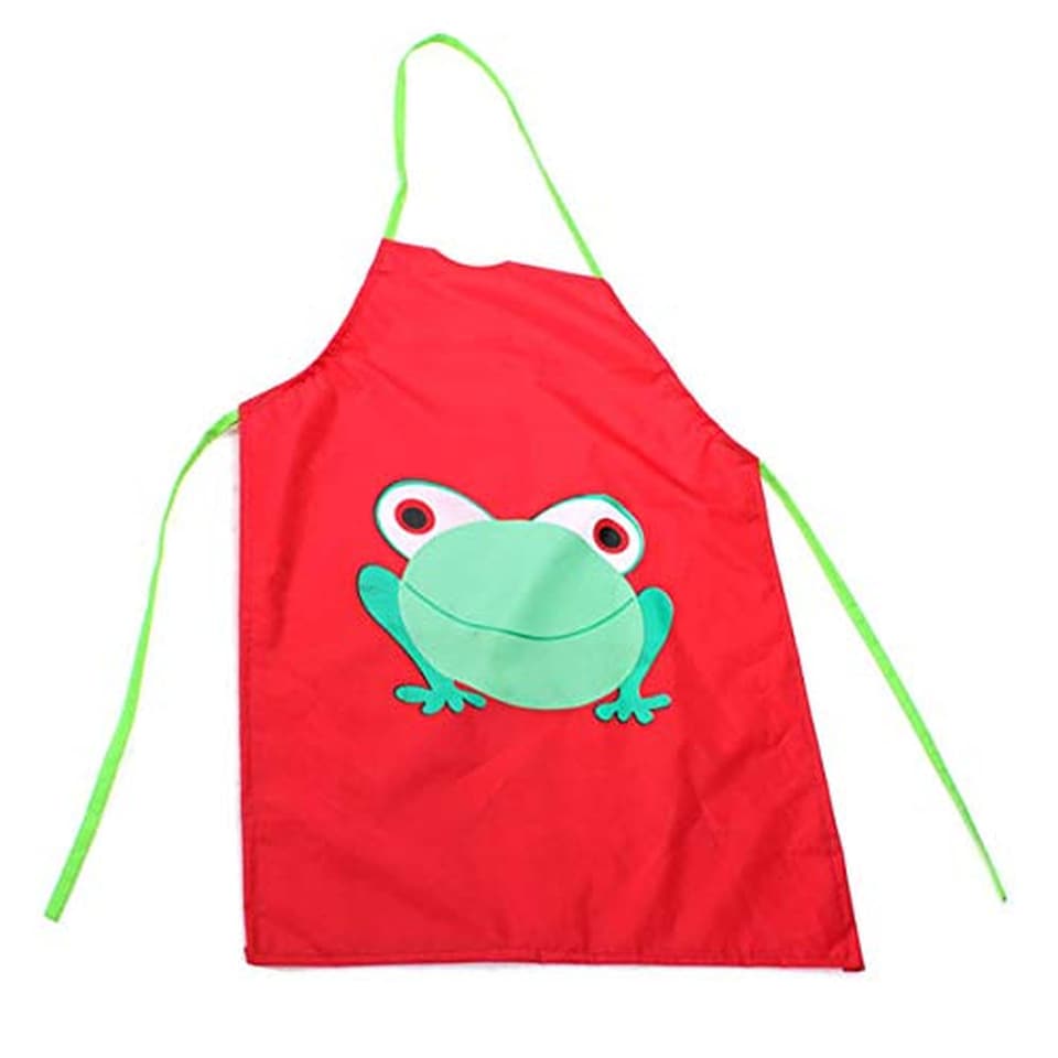 image 1 of Children's Waterproof Cartoon Frog Apron PVC Washable Art Craft Cooking Painting Messy Activity Apron with Adjustable Waist Tie Age 2-8