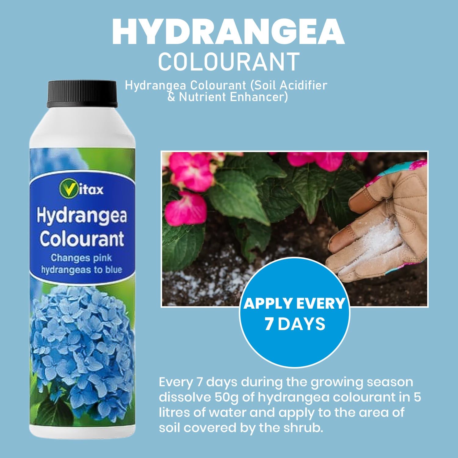 Vitax Hydrangea Colourant 250g Turns Pink Flowers Blue & Mauve