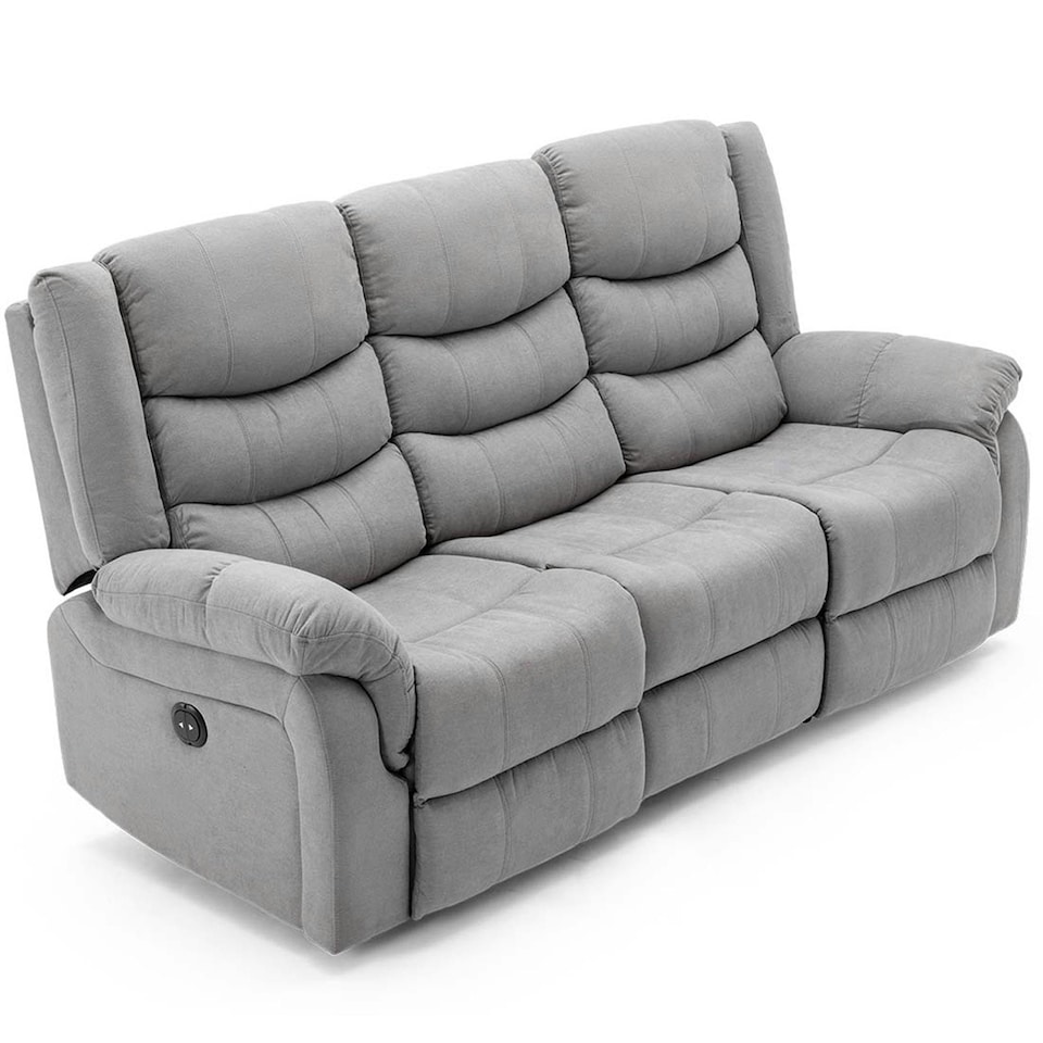 image 1 of Seattle 3 Seater Fabric Manual Recliner Sofa (Grey)