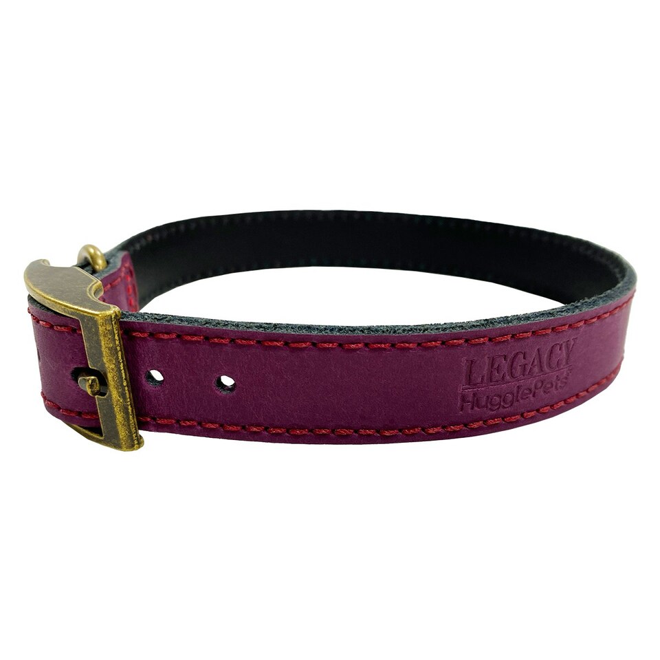 image 1 of HugglePets Legacy Leather Dog Collar - Merlot N/A | XS