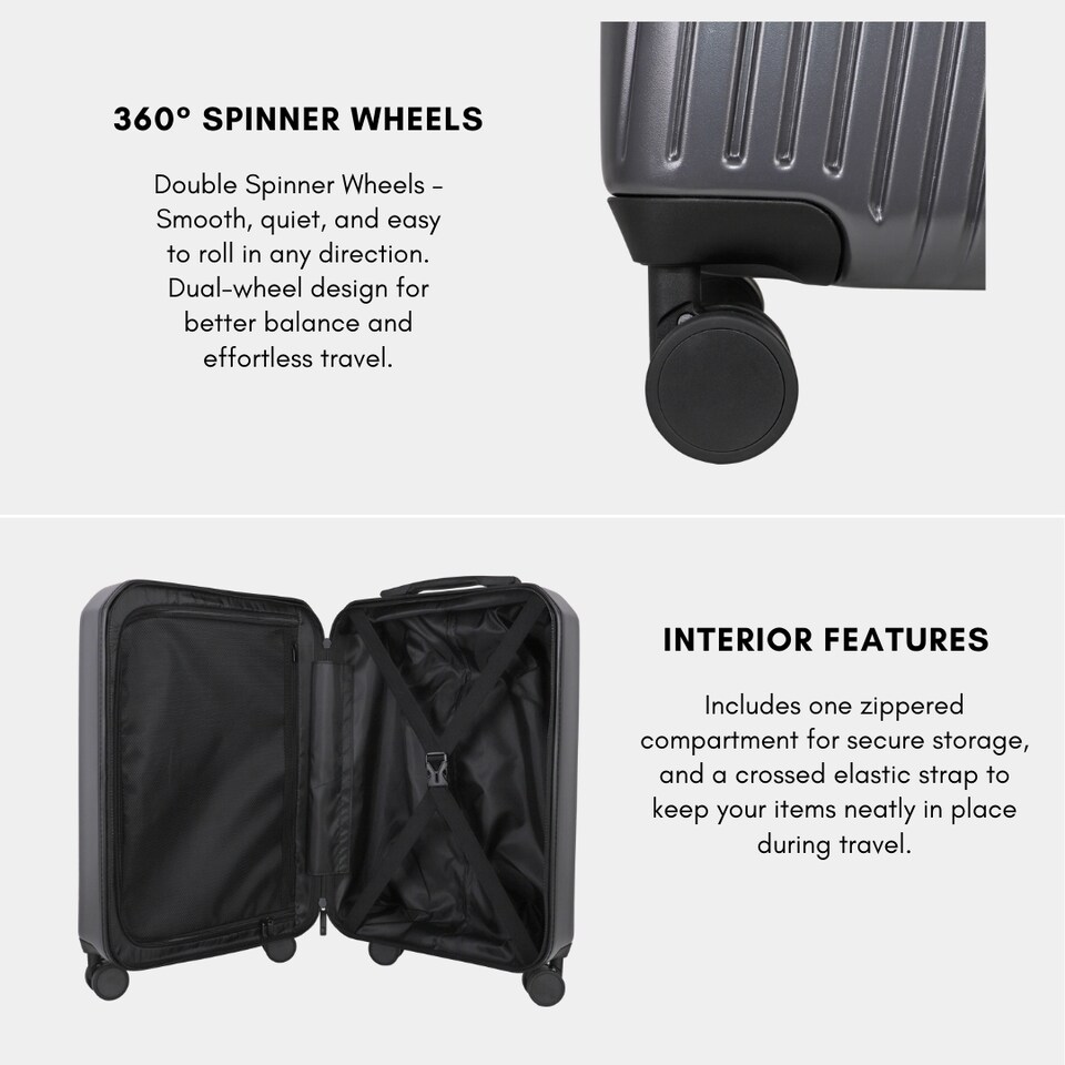 image 1 of Cabin Suitcase Small 20’ Inch Hard Shell Hand Luggage - Lightweight, Durable with Built-in Cupholder, TSA Lock, Dual Spinner Wheels