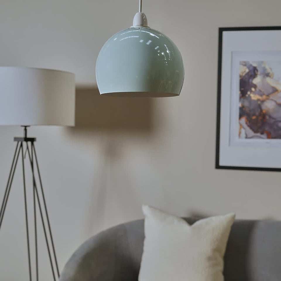 image 1 of ValueLights Arco Blue Ceiling Pendant Shade & Bulb