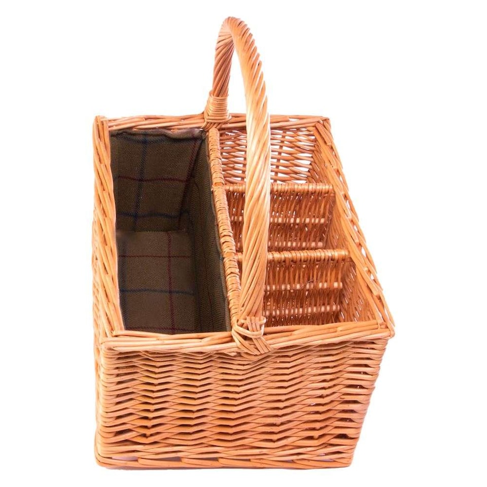 Wicker 3 Bottle with Green Lining Picnic Basket