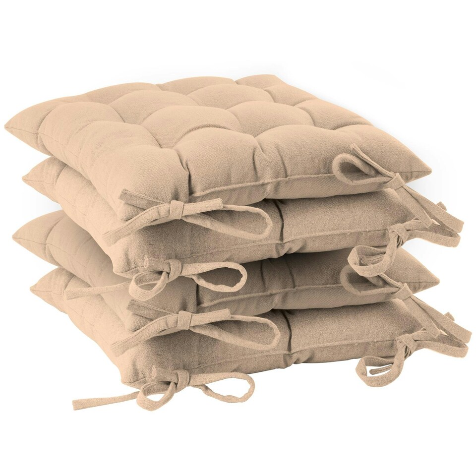 image 1 of Harbour Housewares Square Garden Chair Seat Cushions - Natural - Pack of 4 Brown