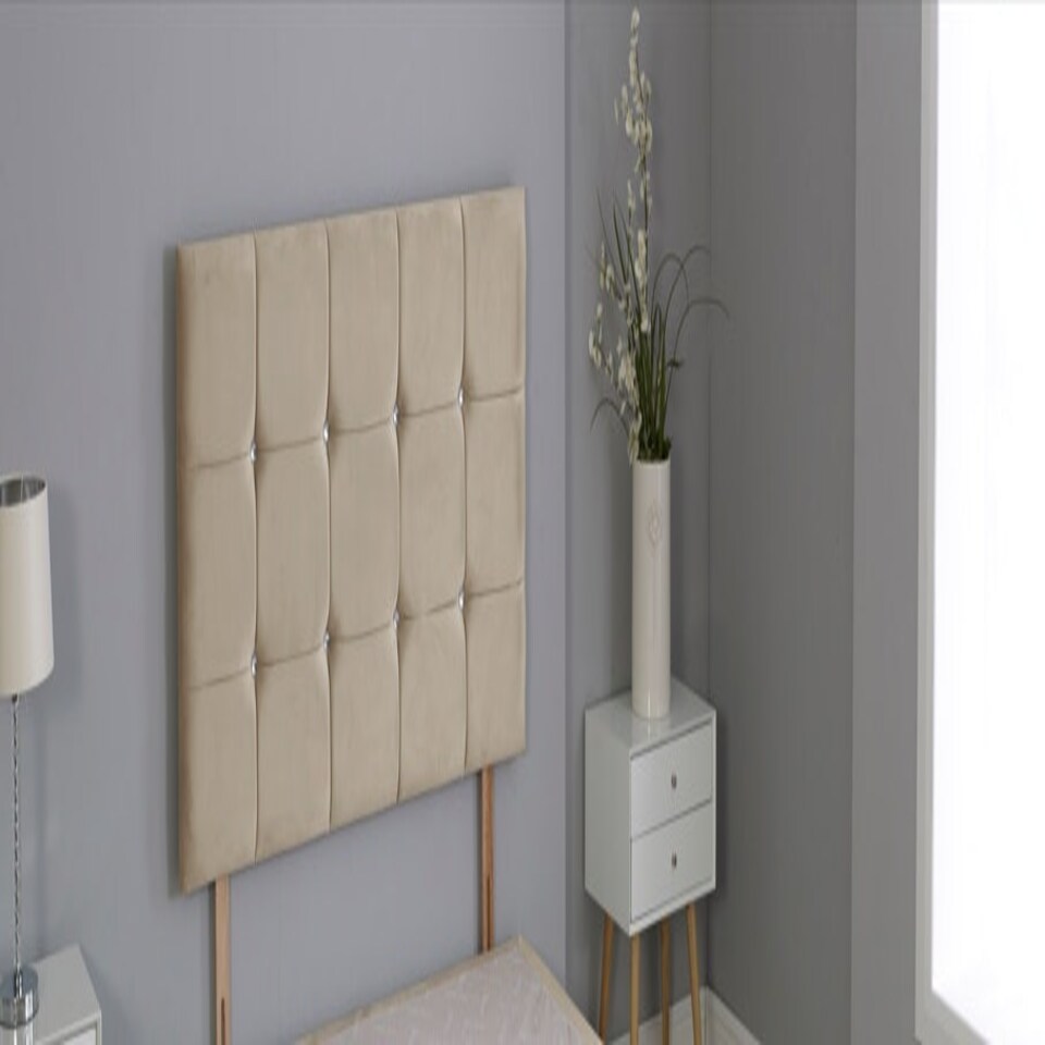 image 1 of Coffee Plush Velvet Cube Headboard N/A | 4FT6 Double 26"inch Headboard