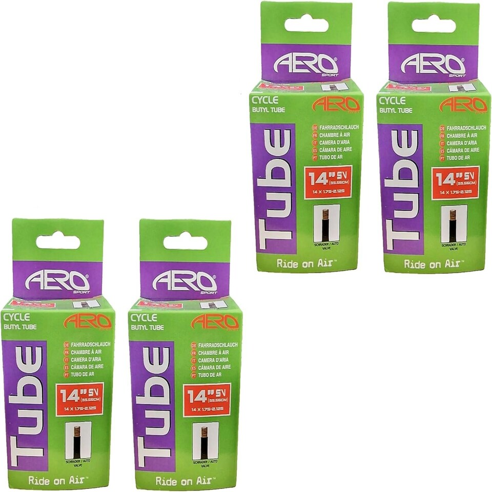image 1 of AWE Set x 4 Butyl Rubber 14" MTB/E-Bike Inner Tube 14 x 1.75-2.125 Schrader Valve