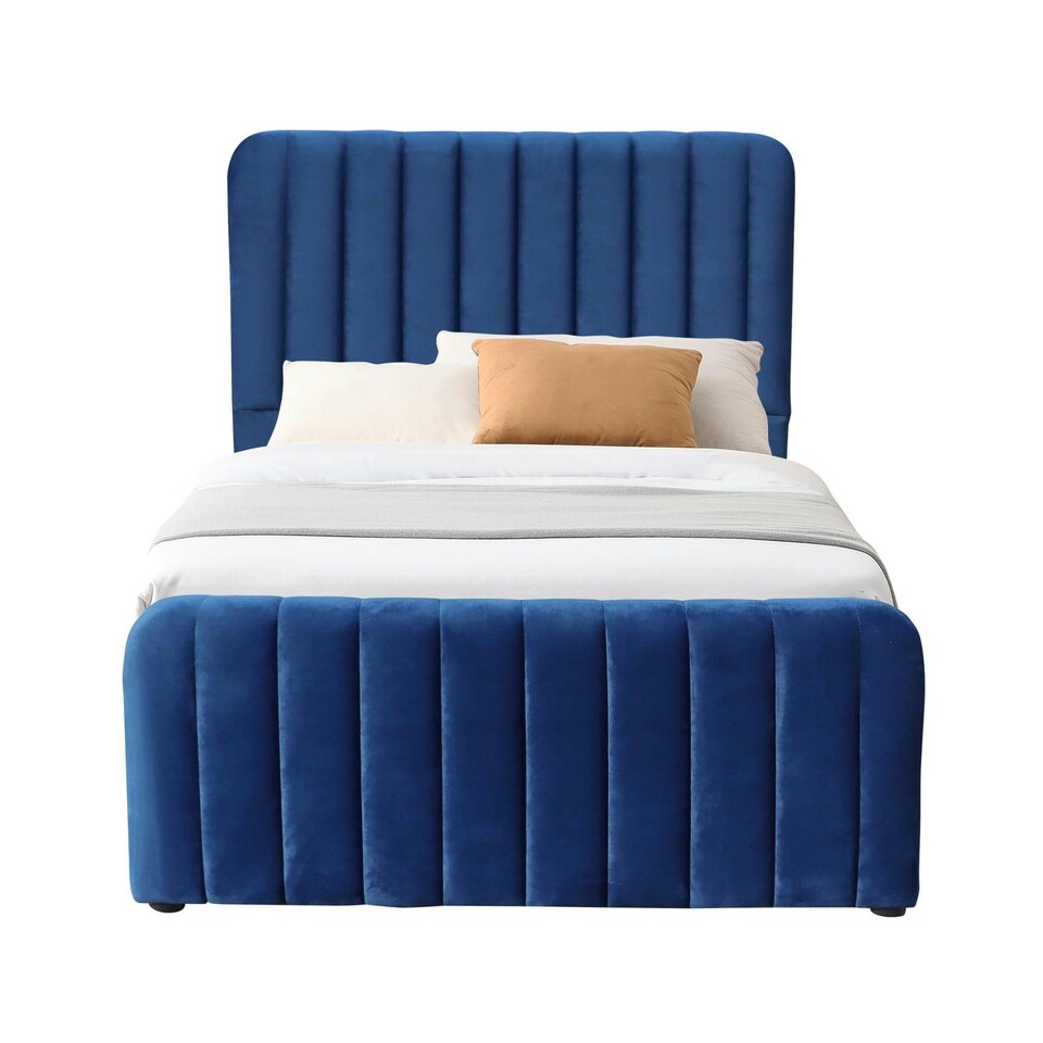 image 1 of Ottoman Storage Bed blue 3ft single velvet bed gas lift up Storage Bed bedroom furniture