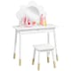 image 1 of AIYAPLAY Kids Dressing Table with Mirror, Stool, Drawer, Cloud Design, White | White