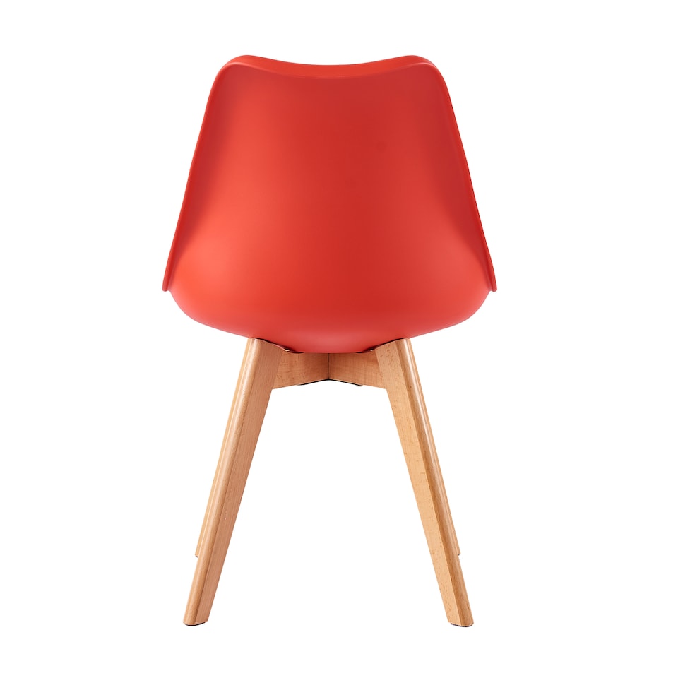 image 1 of Set of 6 Dining Chairs with Solid Wooden Legs and Seat Cushion Pads in Red - Eva by MCC