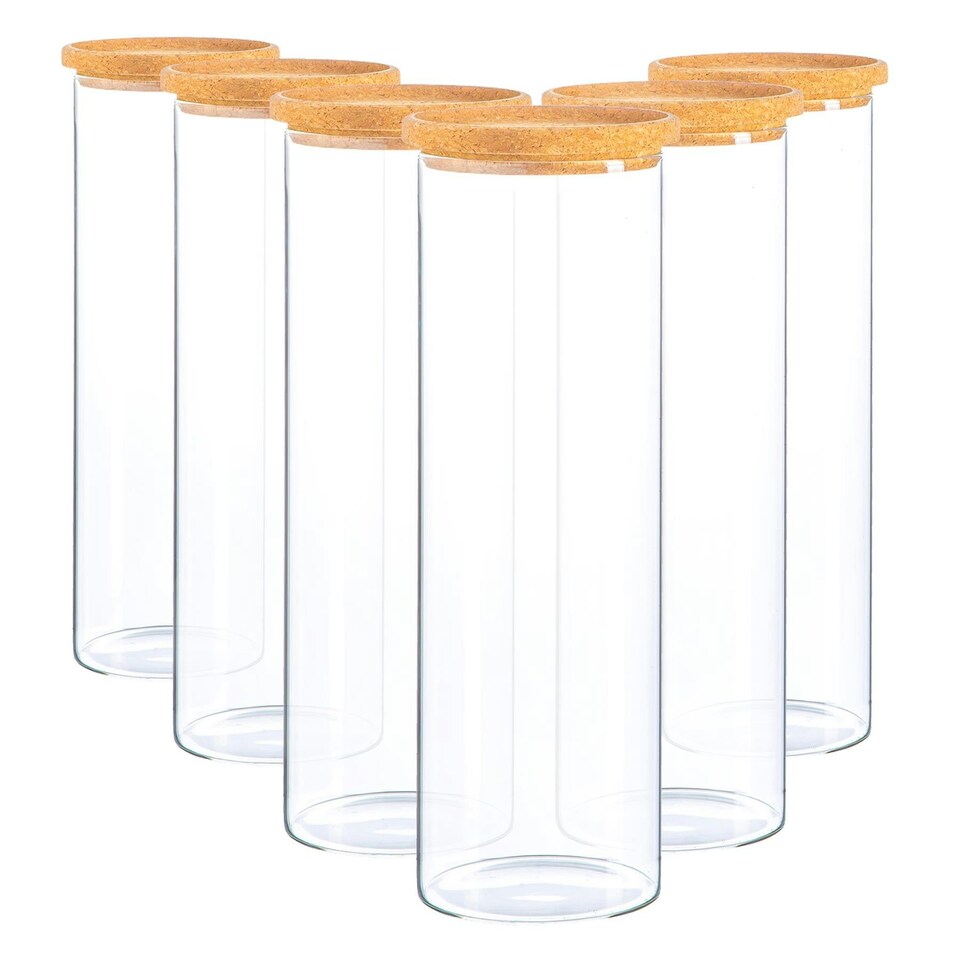 image 1 of Argon Tableware Glass Storage Jars with Cork Lids - 2 Litre - Pack of 6