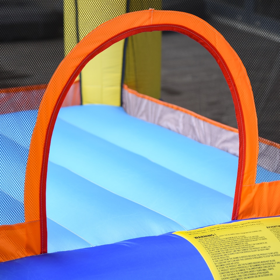 image 1 of Outsunny Bouncy Castle with Slide Basket Trampoline Monster Design