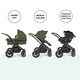 image 4 of Stomp Luxe 12pc Travel System with Stratus i-Size Car Seat & ISOFIX Base, Carrycot, Reversible Seat, Rain Cover & More (Black/Woodland/Tan)