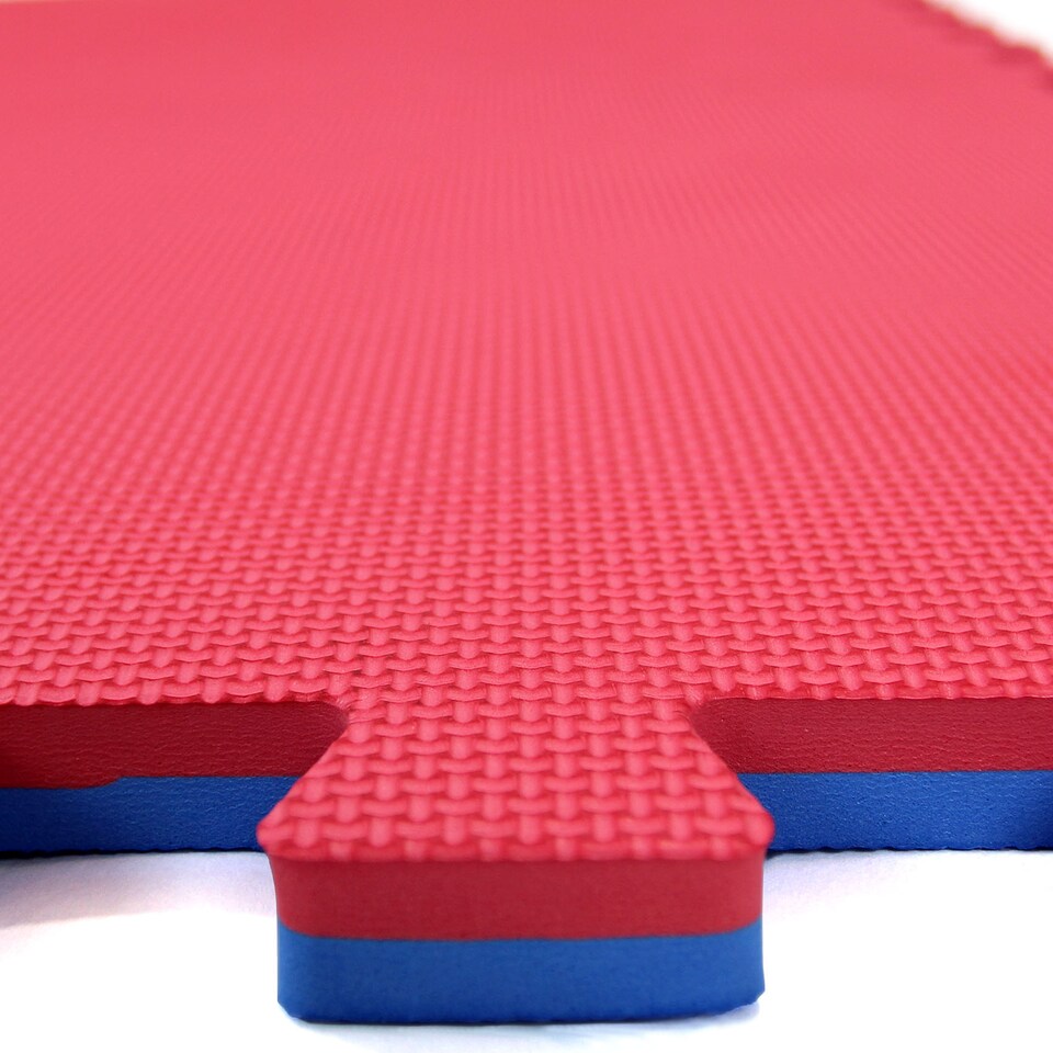 image 1 of Interlocking Foam Exercise Mat – Red/Blue Reversible – 1m x 1m – 20mm Thickness