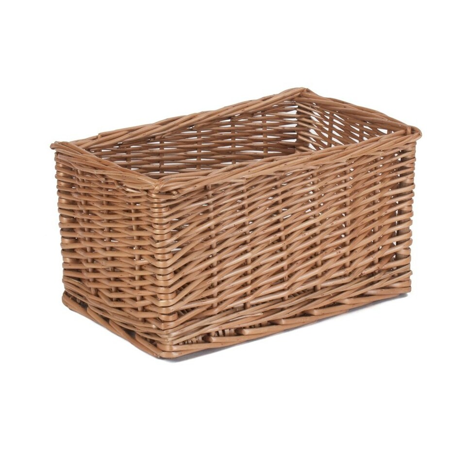 image 1 of Wicker Double Steamed Open Storage Basket Large | Brown | Brown