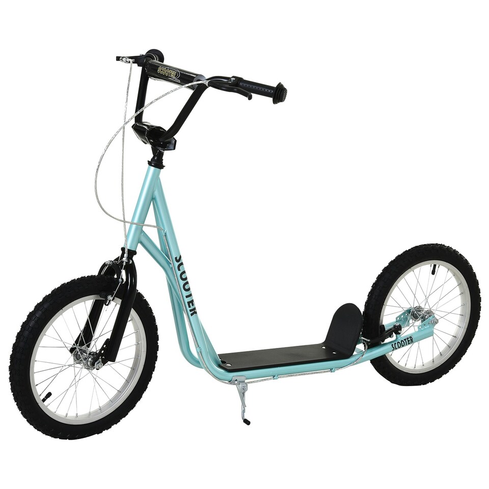 image 1 of HOMCOM 90-96cm Kids Kick Scooter w/ Adjustable Handlebar Inflatable Wheels Blue