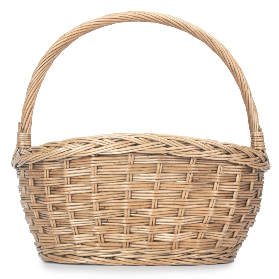 image 1 of Oval Wicker Braid Border Shopping Basket | Brown | Brown | One Size