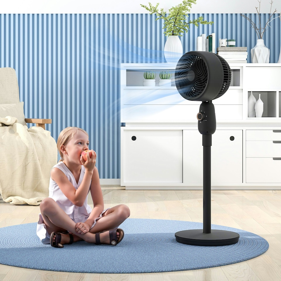 image 1 of HOMCOM Pedestal Fan for Bedroom, Powerful Air Circulator with 3 Speed, Black