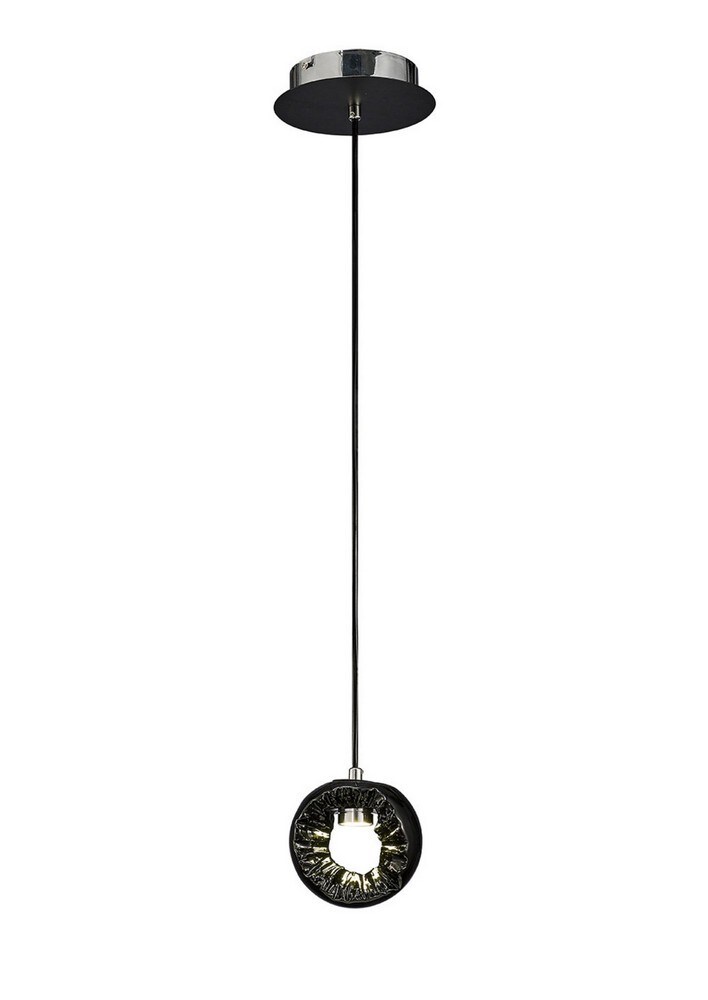 Netlighting Salvio Ceramic Round Sculpture Ceiling Pendant 1 x 3W LED Chrome Black