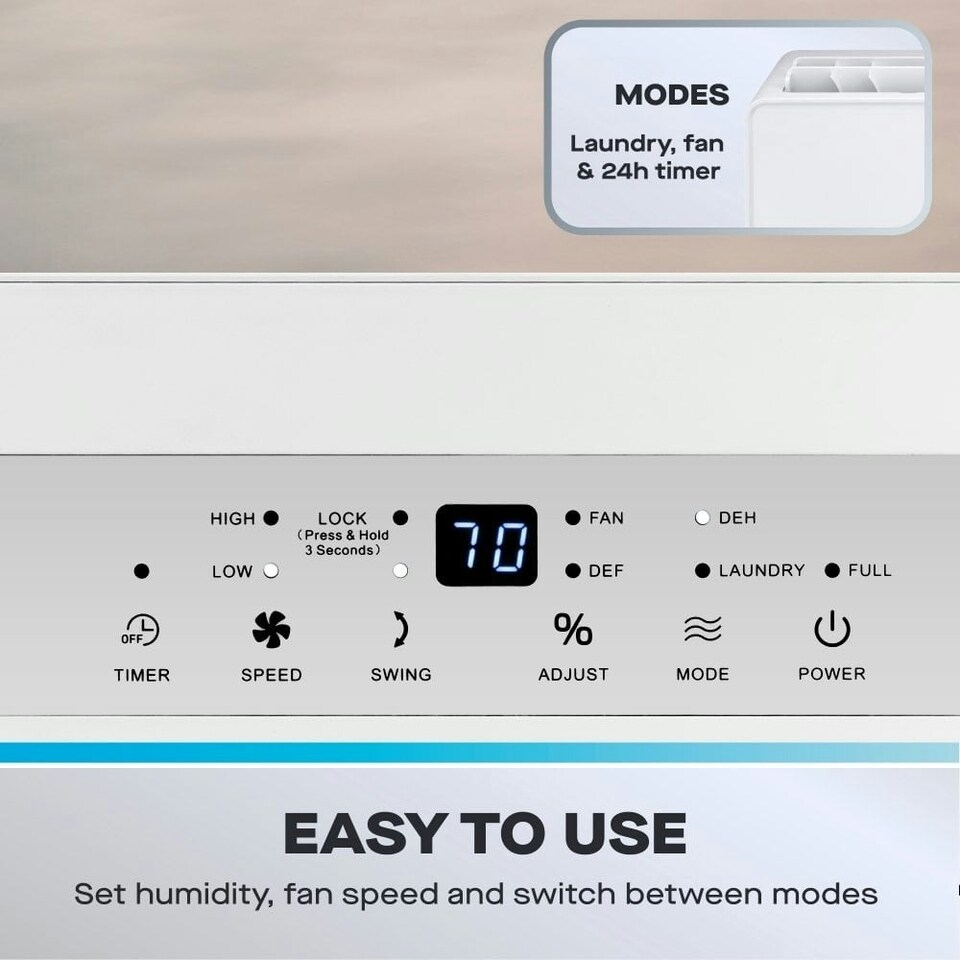 image 1 of Daewoo 30L Dehumidifier with Laundry & Quiet Modes, Air Purifier, 4L Tank